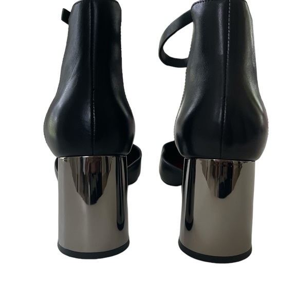 3.1 Phillip Lim Black Leather Silver Block Heels NWT - Picture 11 of 17